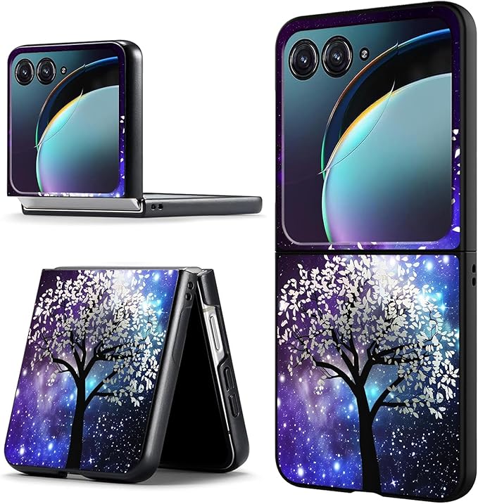 for Motorola Razr Plus 2025 Case,for Razor Plus 2025 Phone Case Cute Slim Hard PC Ultra-Thin Anti-Scratches Shockproof Protective Cover,Glitter Purple Tree