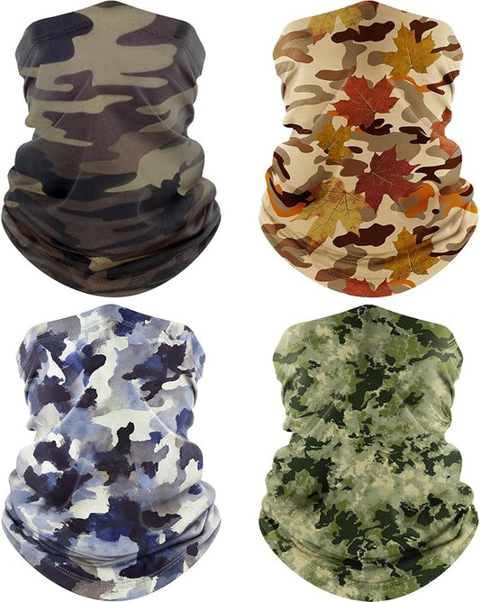 ROXUN 4 Pack Neck Gaiter, Cooling Breathable Face Mask UV Protection Scarf Hiking Bandana for Men/Women