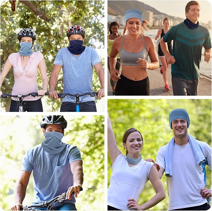 Geyoga 6 Pieces Summer UV Protection Cooling Neck Gaiter Face Clothing Neck Gaiter Mask Scarf Sunscreen Breathable Bandana
