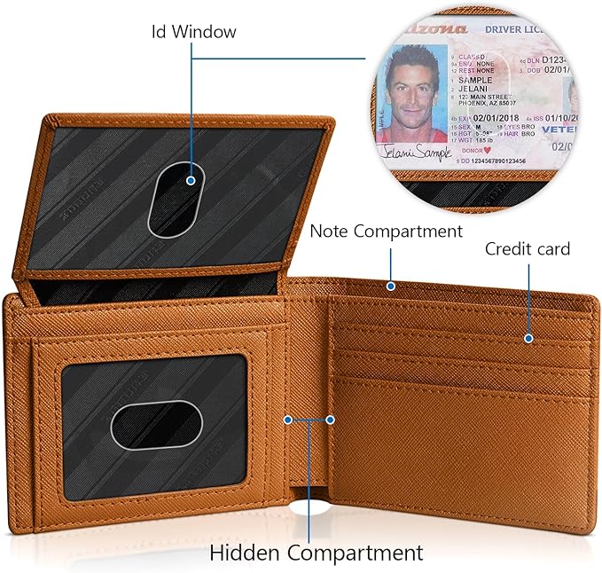 RUNBOX Wallet for Men -Slim Rfid Leather Mens Bifold Novelty Wallets 2 ID Window With Gift Box Men's Accessories | Slim