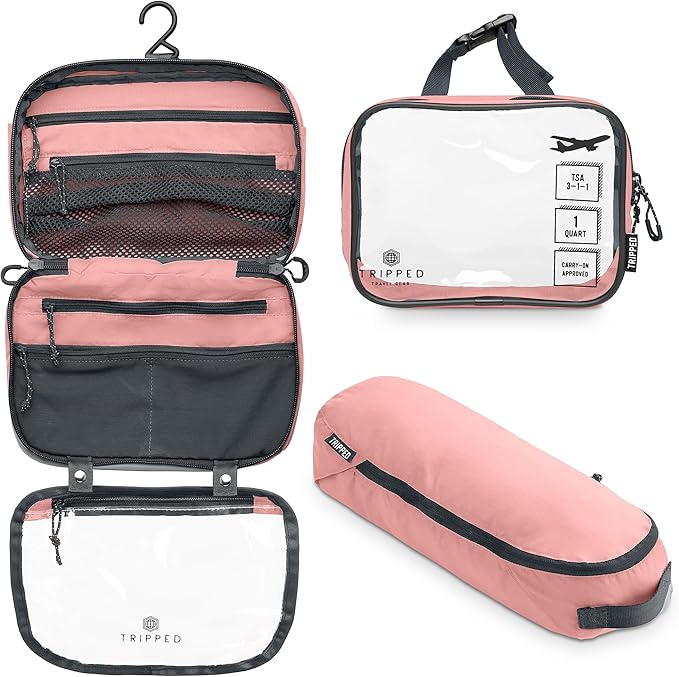 Toiletry Bag Kit Set: Hanging Travel Toiletry Bag + 311 TSA Cosmetic Liquid Bag + Ultralight Accessory Organizer Pouch