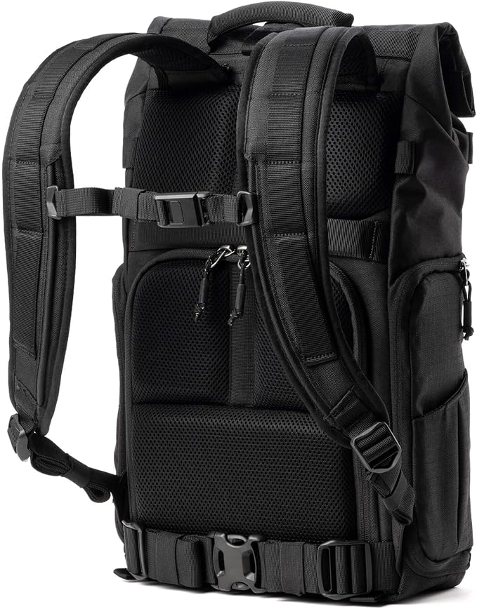 Think Tank FocusPoint 22L RollTop Camera Backpack - Asphalt Black: Expandable Travel & Camera Backpack with Laptop Sleeve, Quick Side and Back Access, Rain Cover – Versatile Photography & Travel Bag