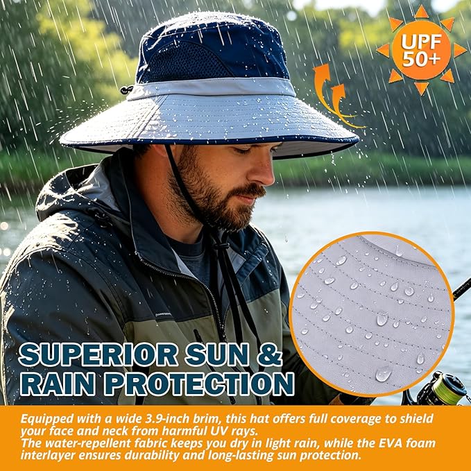 EINSKEY Wide Brim Sun Hat, UPF 50+ UV Protection Waterproof Packable Bucket Hat for Men & Women, Fishing Hiking Beach Garden