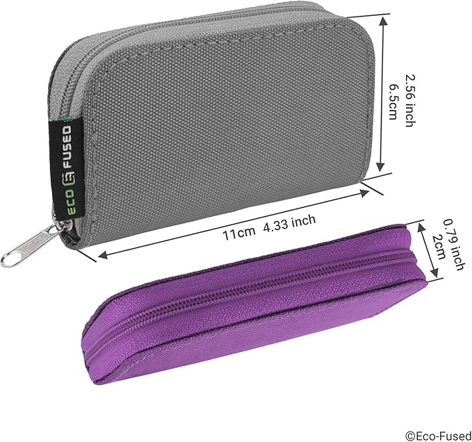 Eco-Fused Memory Card Case - Fits up to 22x SD, SDHC, Micro SD, Mini SD and 4X CF - Holder with 22 Slots (Purple & Grey / 22 Slots - 2 Pack)
