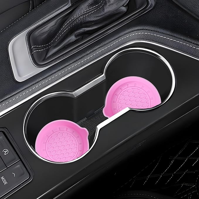 Amooca Automotive Cup Holders Universal Car Cup Coaster Waterproof Non-Slip Sift-Proof Spill Holder Car Interior Accessories 4 Pack Pink