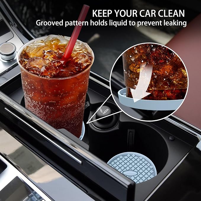 ME.FAN Car Cup Coasters [4 Pack] Silicone Car Coasters/Cup Mats, Non-Slip Recessed Car Interior Accessories Ether