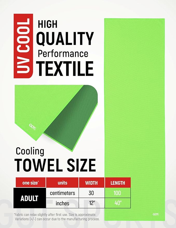 GOT Sports Cooling Towel (40" x 12") – Instant Cooling Neck & Face Wrap, Sweat Towel for Gym, Workout, Running & Extreme Heat