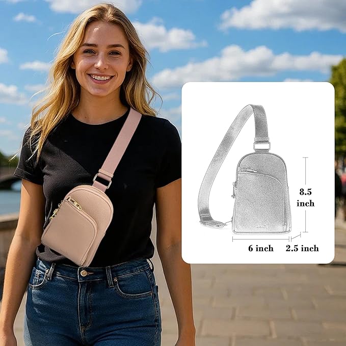 INICAT RFID Blocking Sling Bag, Anti Theft Crossbody Bag for Women Compact Travel Purses Leather