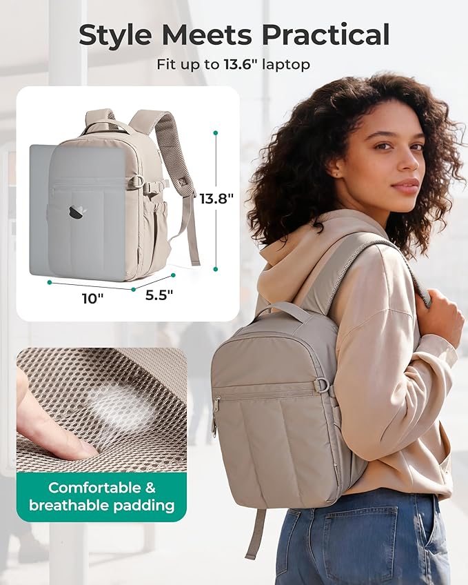 BAGSMART Puffy Camera Backpack, Camera Bags for Photographers, DSLR/SLR Mirrorless Photography Camera Case, Small Water-resistant Travel Backpack for Women with Laptop Compartment, Brown