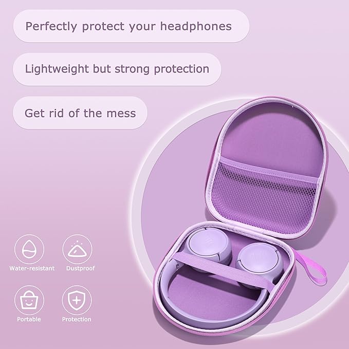 Ginsco Universal Headphone Case Compatible with JBL Tune 510BT 720BT, Sony WH-CH 720N/WH-CH520, with Sony/JBL/Soundcore Q20i Q30/BERIBES/TOZO/KVIDIO etc Wireless Headphones Purple