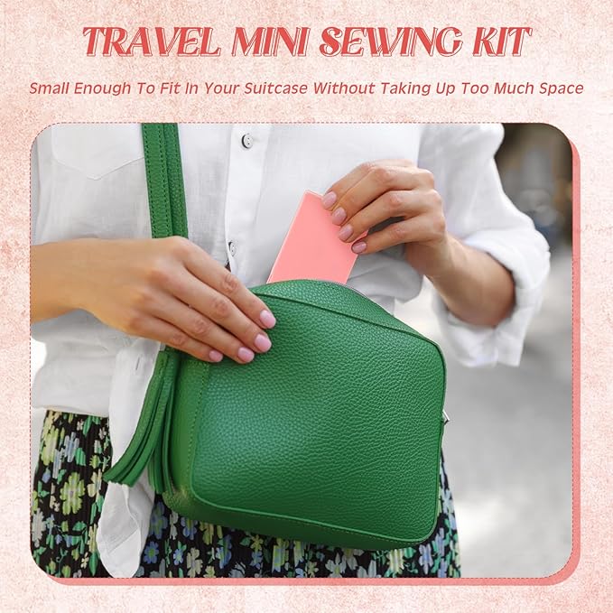Knitgrip 25 Boxes Mini Travel Sewing Kit Quick Fix Sewing Kits Bulk Basic Portable Pre Threaded Needle Emergency Repair Tool for Adults DIY Handcraft Wedding Gifts Beginner Traveler Home Hotel (Pink)