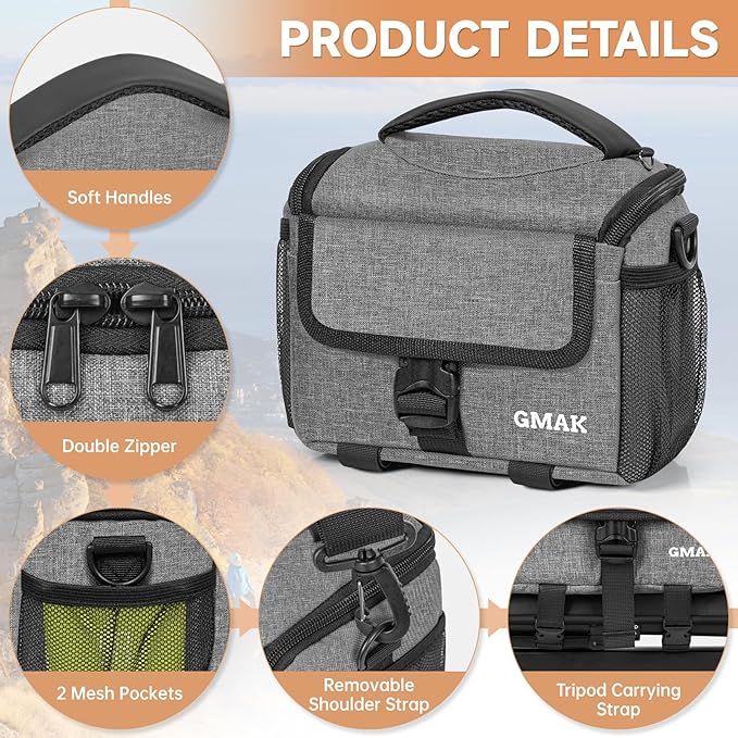 Camera Carrying Bag, Anti-Shock Camera Case Bag with Water-resistant Rain Cover Compatible for Canon EOS R50 M50 Powershot SX540 SX70, Nikon Coolpix L340 B700 P610, Panasonic LUMIX, Sony a6100 a6400