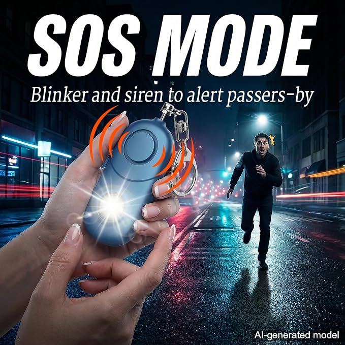 Personal Alarm for Women Keychain Alarm: Qoosea 135dB Emergency Keychain Siren with Strobe Light Loud Siren for Women Kids Students Seniors Emergency Self-Defense for Night Sports