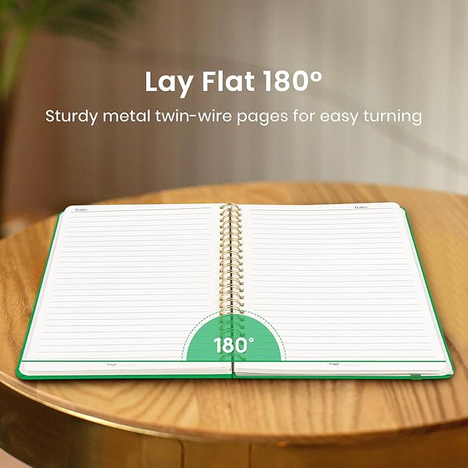 Taja Lined Spiral Journal Notebook for Women & Men, 140 Pages, College Ruled Hardcover Notebook for Work & Note Taking, Journals for Writing, A5(5.7" x 7.9") – Racing Green