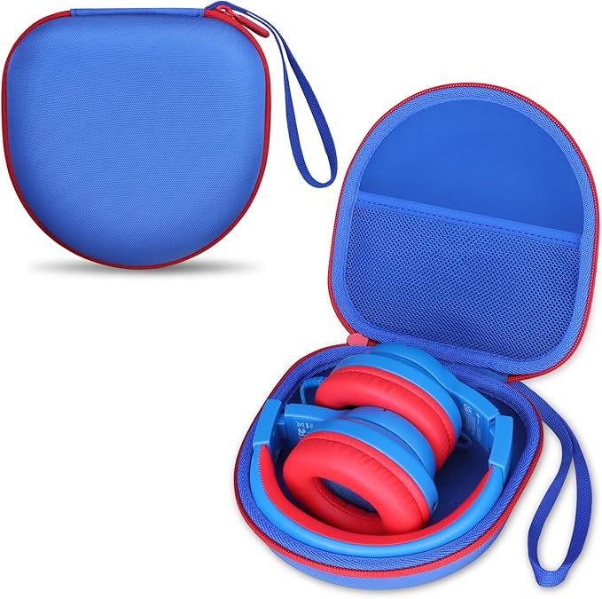 Headphone Headset Case for JLab JBuds Lux ANC/Beats/JBL/TOZO/BERIBES/Picun/KVIDIO Noise Cancelling Over-Ear Foldable Headphone, Blue+Red Edge (Case Only)