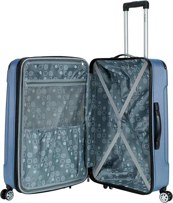 Rockland London Hardside Expandable Spinner Wheel Luggage, Checked Large 28", Blue