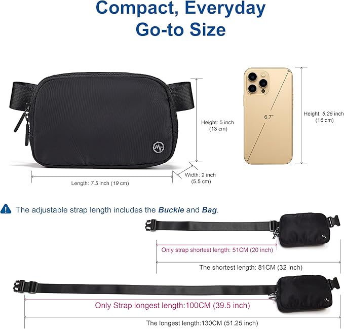 Pander Two Way Zipper Fanny Pack Nylon Everywhere Belt Bag for Women, Water Repellent Waist Packs, Crossbody Bags with Adjustable Strap (Light Pink).