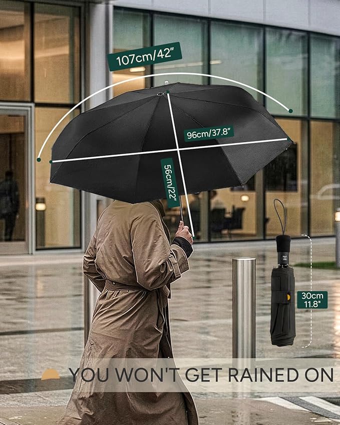 Travel Compact Umbrella Windproof - Portable Automatic for Rain, Folding Umbrella for Men and Women, Portable 210T Fabric