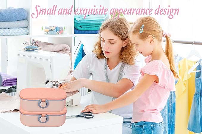 FKOG Sewing Project Kit, 135 Pcs Family Sewing Supplies Repair Kit Traveler Sewing Kit Sewing Thread Accessories DIY Sewing Supplies Organizer (Green) (Pink)