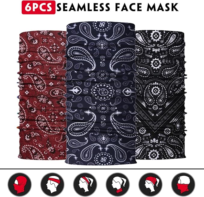 Neck Gaiter for Men Women Headwear Bandana Head Wrap Face Scarf Mask Cover Warmer Balaclava-Seamless & Versatile