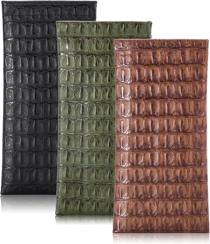TRIUMPH VISION Squeeze Leather Sunglasses Pouch - 3 Pack Glasses Case Soft Eyeglass Sleeve Pouch Holder