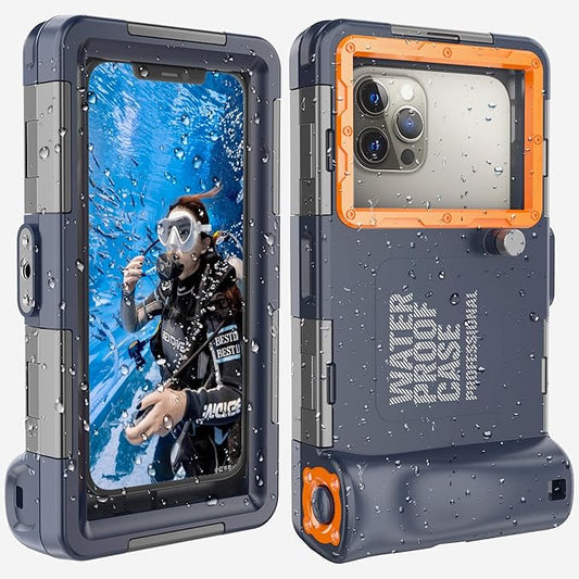2026 Underwater Snorkeling Diving Phone Case for Phone 17/16/15/14/13/12Pro Max/Galaxy S26/S25/S24/S23.(50ft/15m) Professional Scuba Dive Waterproof Case Underwater Photo Video（Blue）