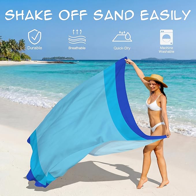 Aroveea Beach Blanket Waterproof Sandproof 1-7 Adult Oversized 78''X81''/10'X9' Lightweight Durable Compact Sand Free Beach Mat for Travel Camping Hiking Picnic Blanket