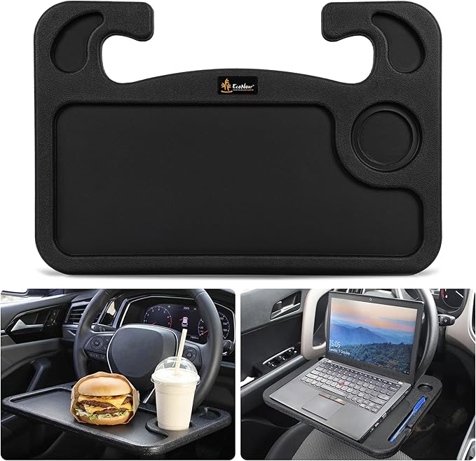 EcoNour Steering Wheel Desk for Toyota Corolla 2020-2024 2025 2026 2-in-1 Car Tray Table Laptop Car Mount with Pen Holder Food Tray for Eating with Drinks Holder Multipurpose Travel Car Accessories