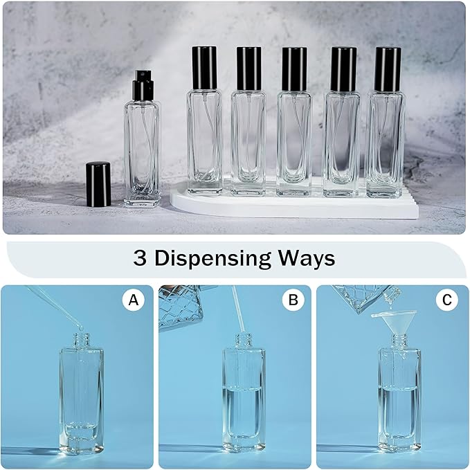 YU FENG 6 Pack Clear Glass Perfume Sprayer Bottle, 30ml Portable Perfume Fine Mist Sprayer, Empty Refillable Travel Perfume Bottle