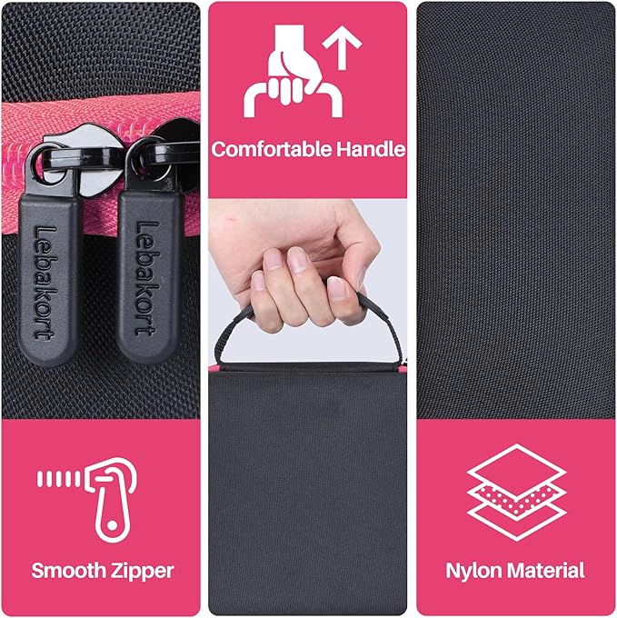 Lebakort Storage Case Compatible with Walkers Razor Slim/Howard Leight Honeywell Impact Sport/PROHEAR 066 030 Electronic Shooting Earmuffs Hearing Protection Muffs (Black + Pink Case)