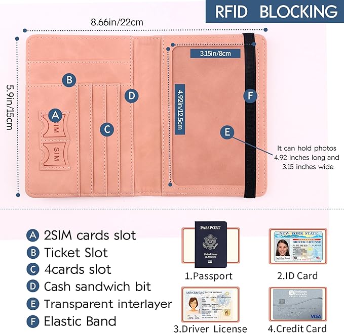 Passport Holder and Card Slot Combo RFID Blocking Leather Personalized Travel Passport Wallet for Men and Women US Passport Cover Protector (Map black)