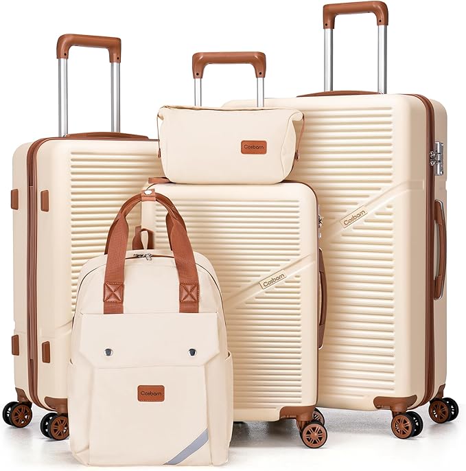 Cosbarn Luggage Sets 5 Piece Suitcases with Wheels, Suitcase Set ABS Hard Case Luggage with TSA Lock Spinner Wheels Durable Travel Luggage (5-Piece Set(20"/24"/28"))