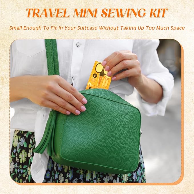 Knitgrip 25 Boxes Mini Travel Sewing Kit Quick Fix Sewing Kits Bulk Basic Portable Pre Threaded Needle Emergency Repair Tool for Adults DIY Handcraft Gifts Beginner Traveler Home Hotel (Orange)