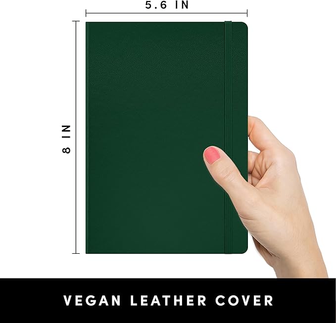 PAPERAGE Lined Journal Notebook, Hardcover Journal for Women & Men, 252 Pages, (5.6 in x 8 in), College Ruled Journaling Notebook for Work, School Supplies & Note Taking, (Dark Green)