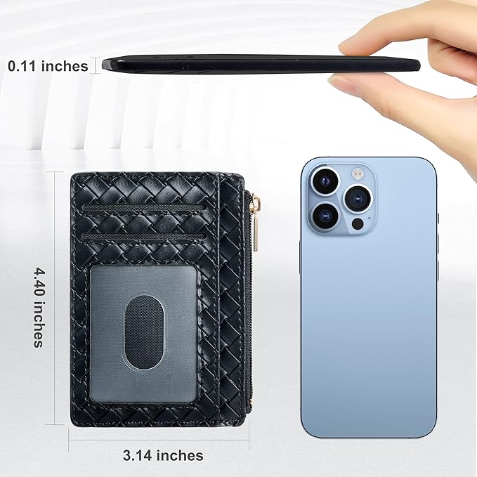 Tipmile Business Credit Card Holder for Men, Slim RFID Blocking Wallet, Small Minimalist Pocket Wallet, Mens Gift, Woven Black