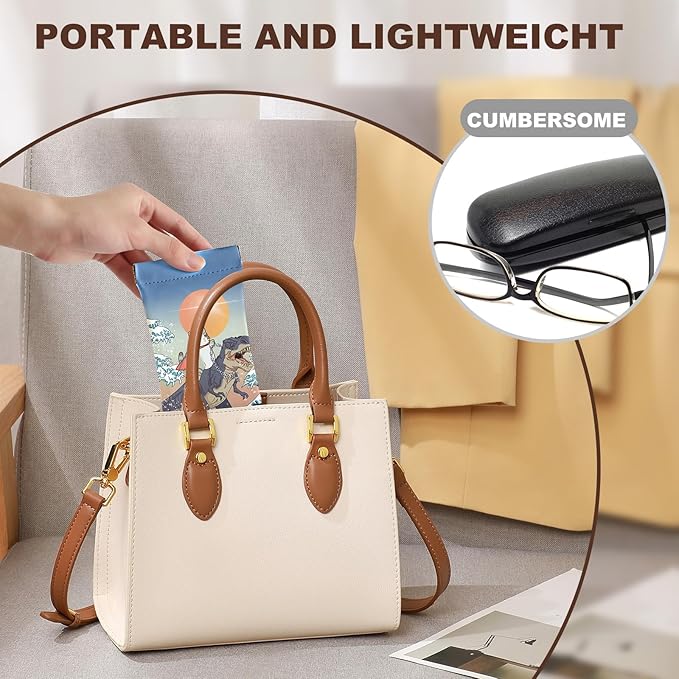 Anikathy 2Pcs Sunglass Eyeglass Glasses Case Soft PU Leather with Cleaning Cloth Cute Glasses Pouch Bag for Men Women Girs