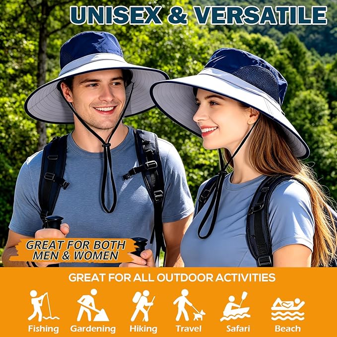 EINSKEY Wide Brim Sun Hat, UPF 50+ UV Protection Waterproof Packable Bucket Hat for Men & Women, Fishing Hiking Beach Garden