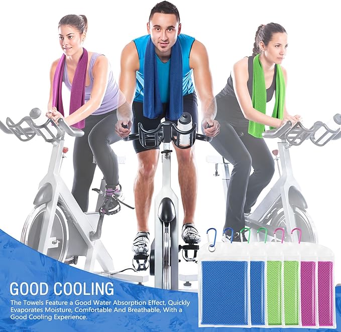Hosuly 6 Pack Cooling Towels 40" x 12" Sport Towels, Cooling Rag for Neck and Face Ice Breathable Chilly Portable Neck Wraps for Yoga(Chic Color)