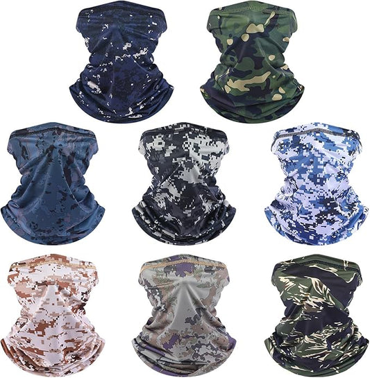 SATINIOR Summer Camo Neck Gaiter UV Protection Cooling Face Mask Sun Hood Bandanas for Men Women Sunscreen Breathable Bandana