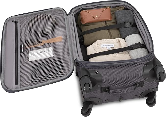 SWISSGEAR Sion 2-Piece Travel Set, Softside Expandable Carry-On Spinner Bundled with 1900 ScanSmart 17" Laptop Backpack with RFID Blocking & Tech Organization, Dark Grey