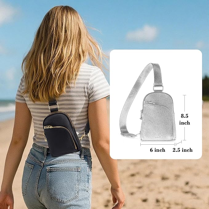 INICAT RFID Blocking Sling Bag, Anti Theft Crossbody Bag for Women Compact Travel Purses Leather