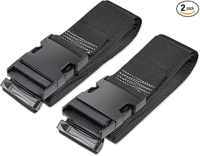 Luggage Straps, Stretchable Luggage Connector Straps for Suitcases, Secure Quick Release Buckle Add A Bag Adjustable Attachment Accessories Belts (Black, 2" W)