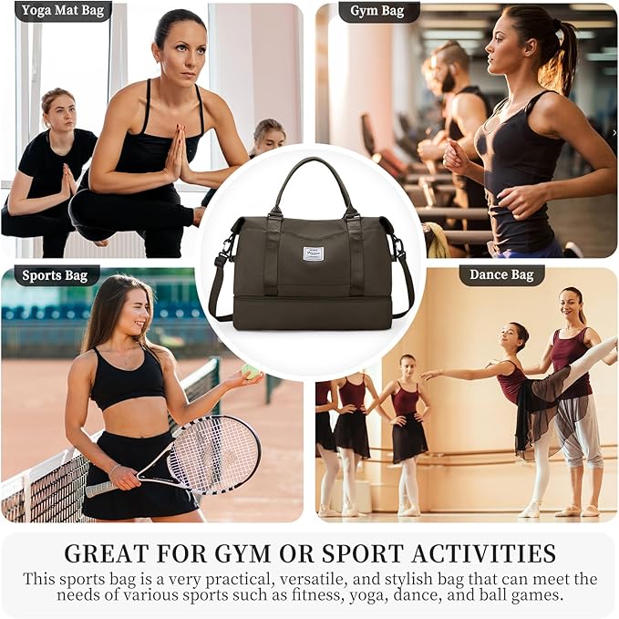 Travel Duffel Bag with Shoes Compartment, Overnight Weekender Bags for Women,Carry on Personal Item Bag