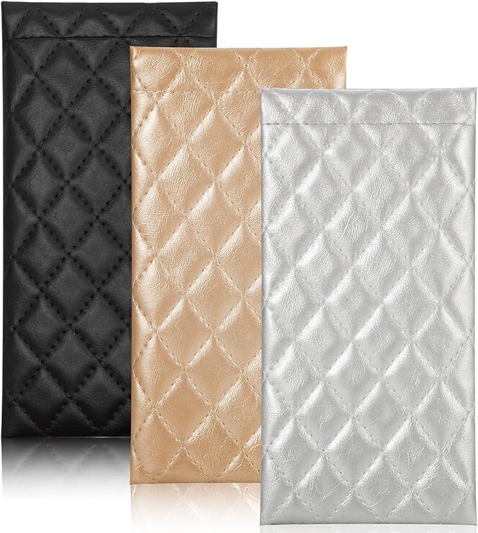 TRIUMPH VISION Squeeze Leather Sunglasses Pouch - 3 Pack Glasses Case Soft Eyeglass Sleeve Pouch Holder