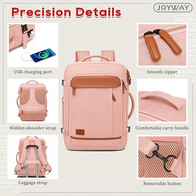 Joyway Expandable Carry on Luggage Sets Airline Approved, Lightweight Hard Shell 20 Inch Carry-on Suitcase with Spinner Wheels (Carry on luggage，Pink)