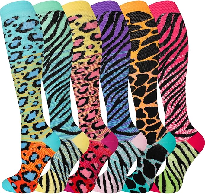 cerpite Compression Socks for Women & Men 6 Pairs Knee High Compression Socks 20-30 mmhg Best for Running,Nurse,Travel