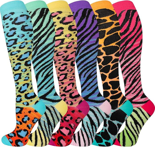 cerpite Compression Socks for Women & Men 6 Pairs Knee High Compression Socks 20-30 mmhg Best for Running,Nurse,Travel