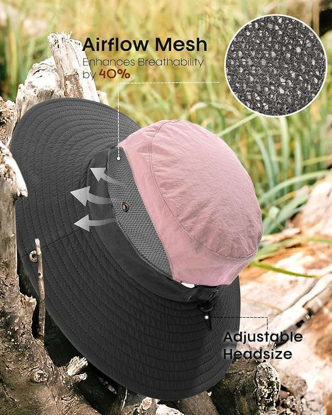 FURTALK Womens Sun Hat with Ponytail Hole Beach Hiking Summer Wide Brim UPF 80+ Outdoor Protection Foldable Bucket Hat
