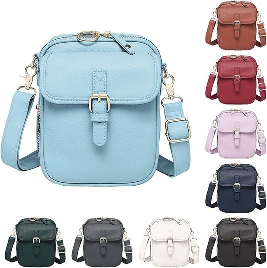 Leather Crossbody Bags for Women Travel Small Crossbody Purse Anti Theft Waterproof Bum Bag with Built in Wallet