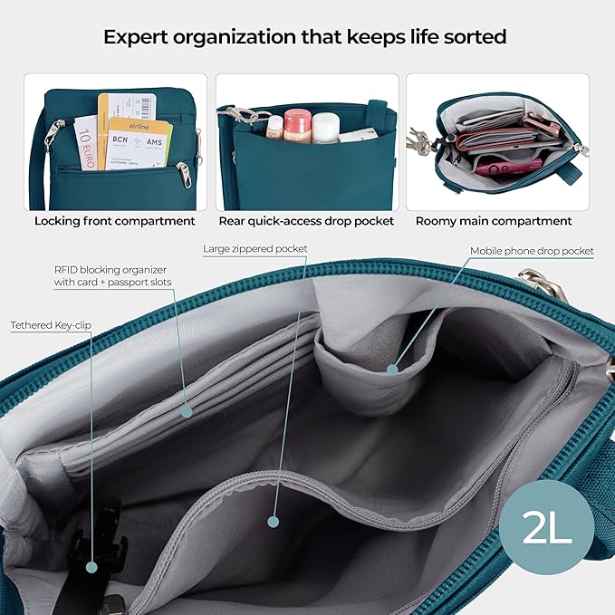 Travelon Anti-theft Classic Slim Double Zip Crossbody